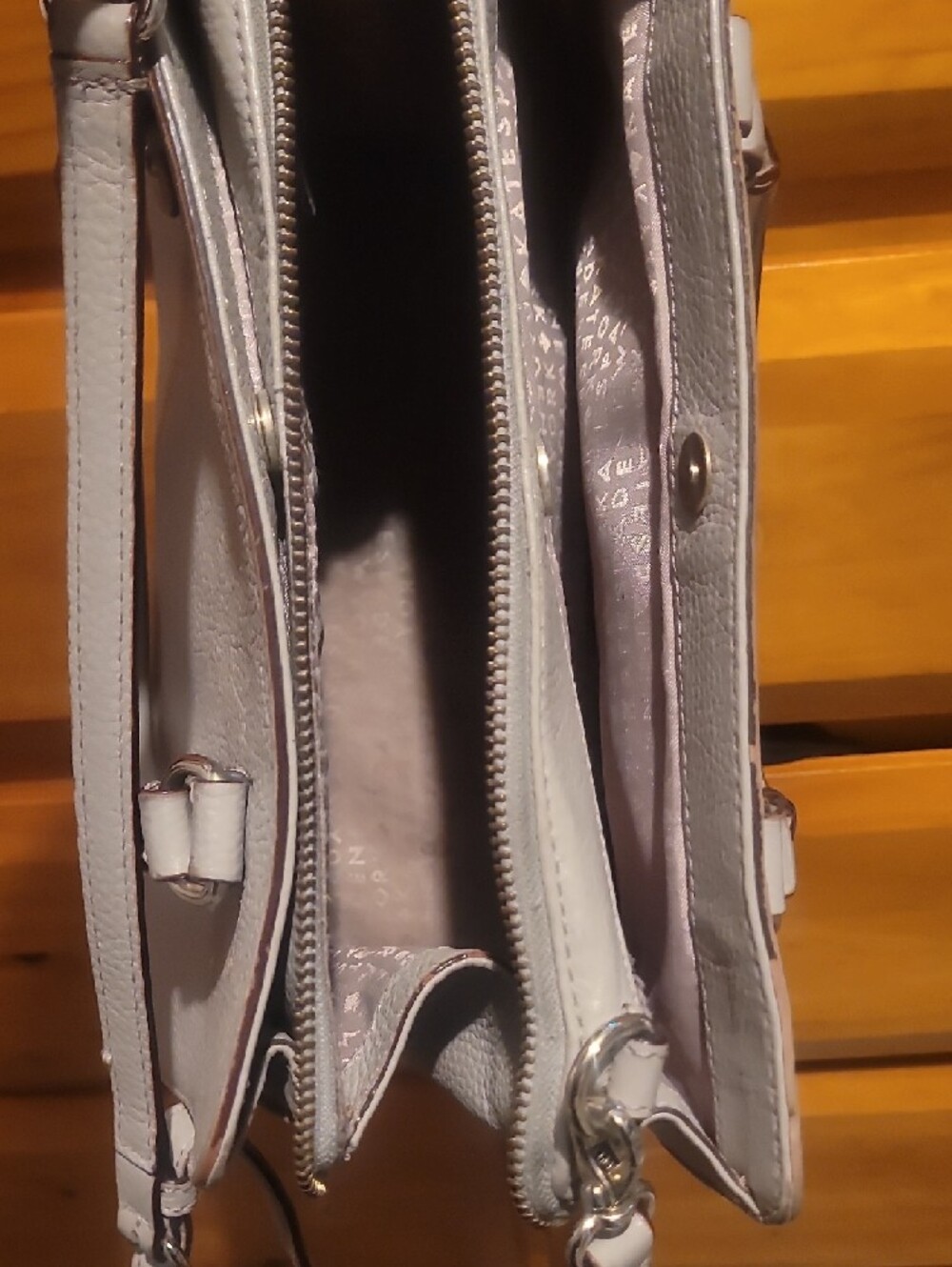 kate spade Pebbled Light Gray Leather Satchel with Top Handles - Picture 4 of 4